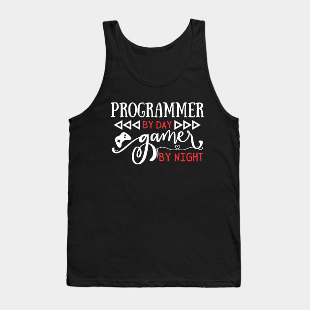 Funny Programmer By Day Gamer By Night Gift for Nerds Tank Top by Gravity Zero